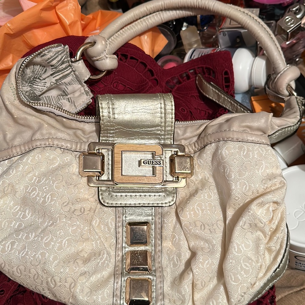 VINTAGE ONTARIO THREE-TONE CREAM HANDBAG